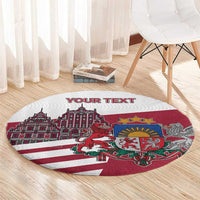Personalized Riga Town Hall Square Latvia Round Carpet Coat of Arms