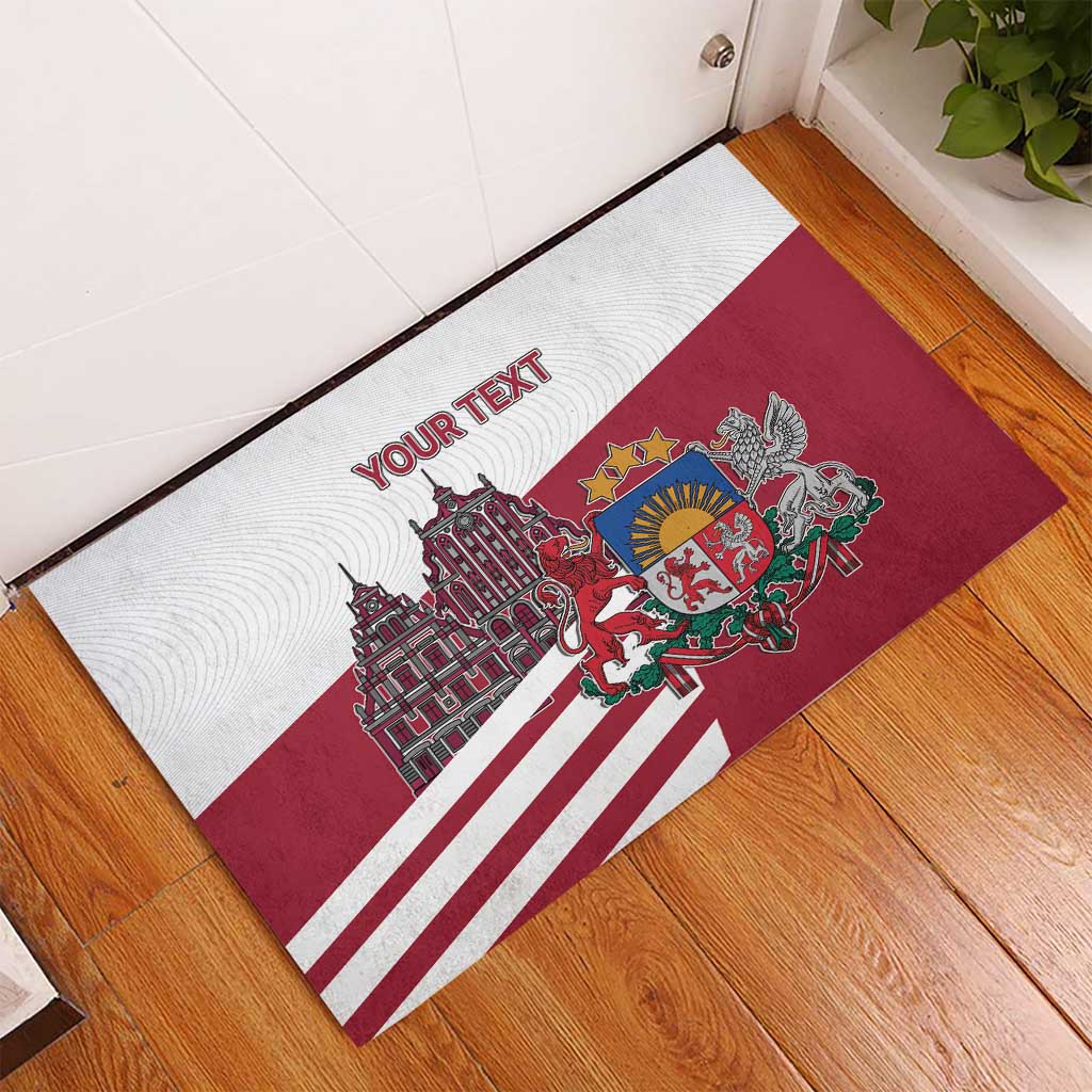 Personalized Riga Town Hall Square Latvia Rubber Doormat Coat of Arms