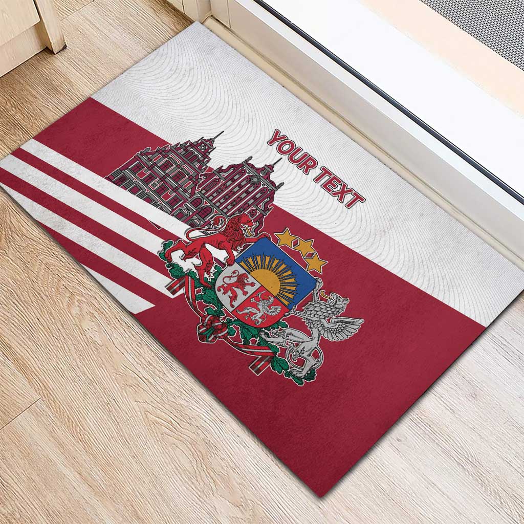 Personalized Riga Town Hall Square Latvia Rubber Doormat Coat of Arms