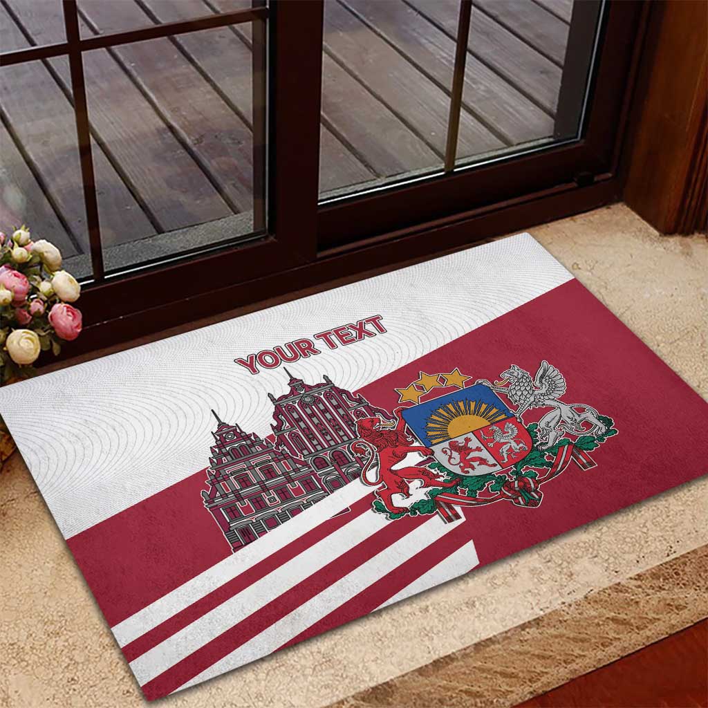 Personalized Riga Town Hall Square Latvia Rubber Doormat Coat of Arms