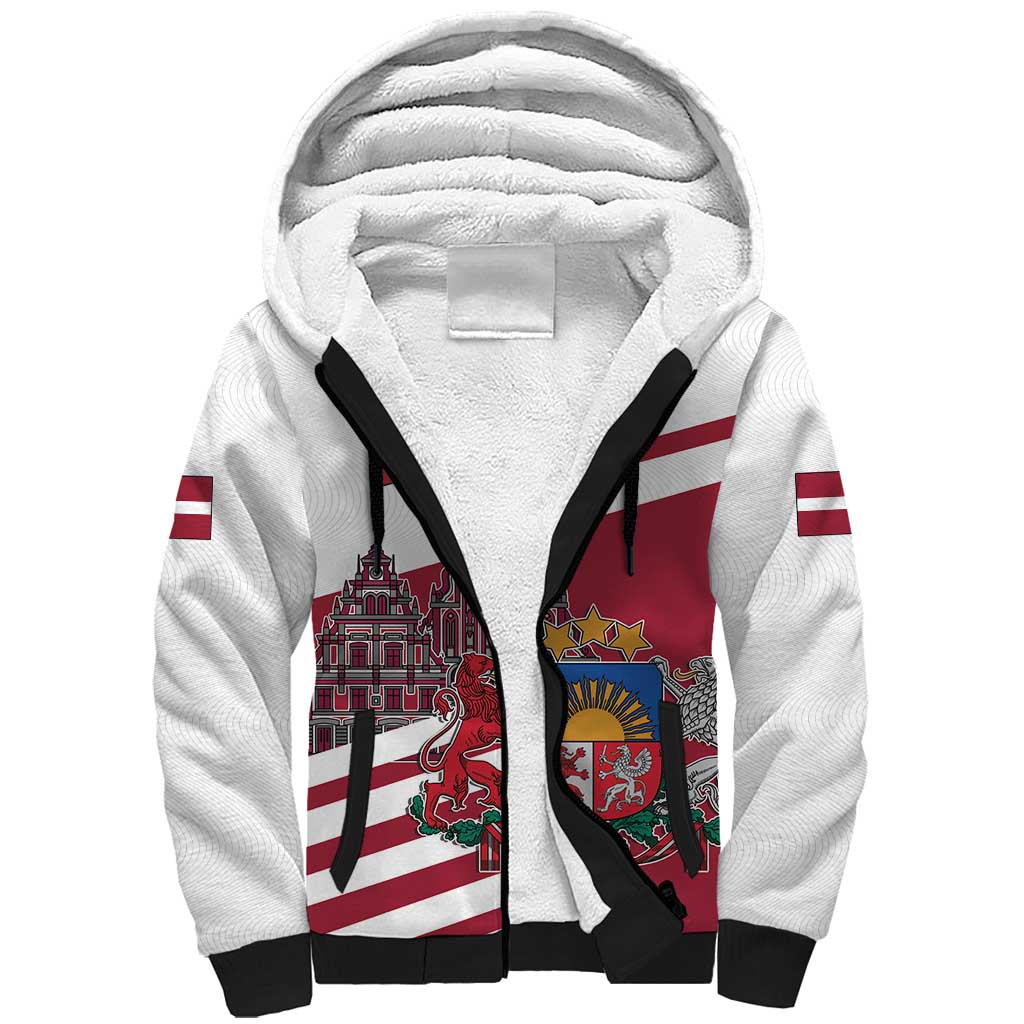 Personalized Riga Town Hall Square Latvia Sherpa Hoodie Coat of Arms