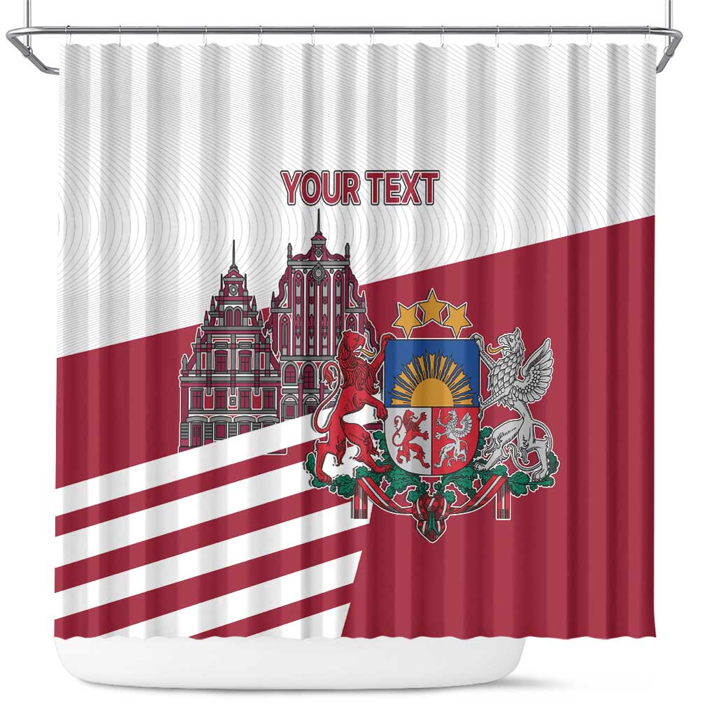 Personalized Riga Town Hall Square Latvia Shower Curtain Coat of Arms