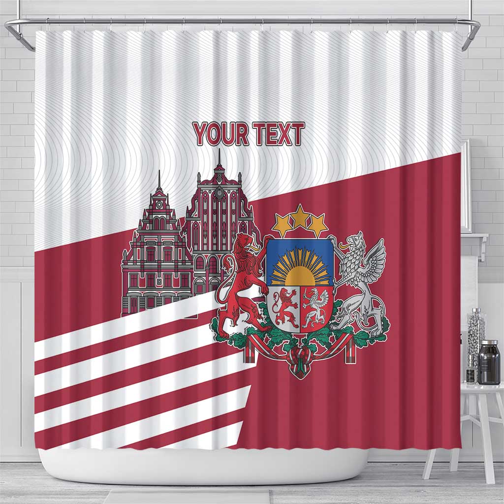 Personalized Riga Town Hall Square Latvia Shower Curtain Coat of Arms