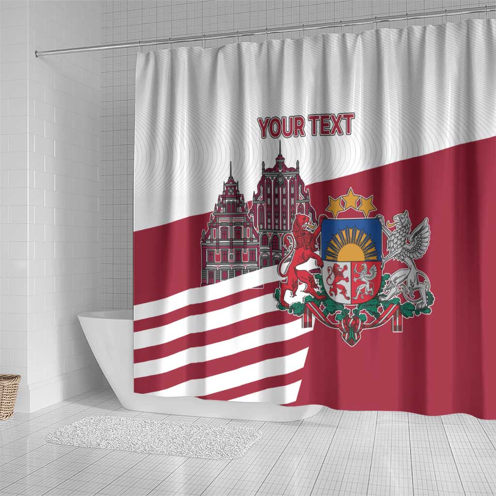 Personalized Riga Town Hall Square Latvia Shower Curtain Coat of Arms