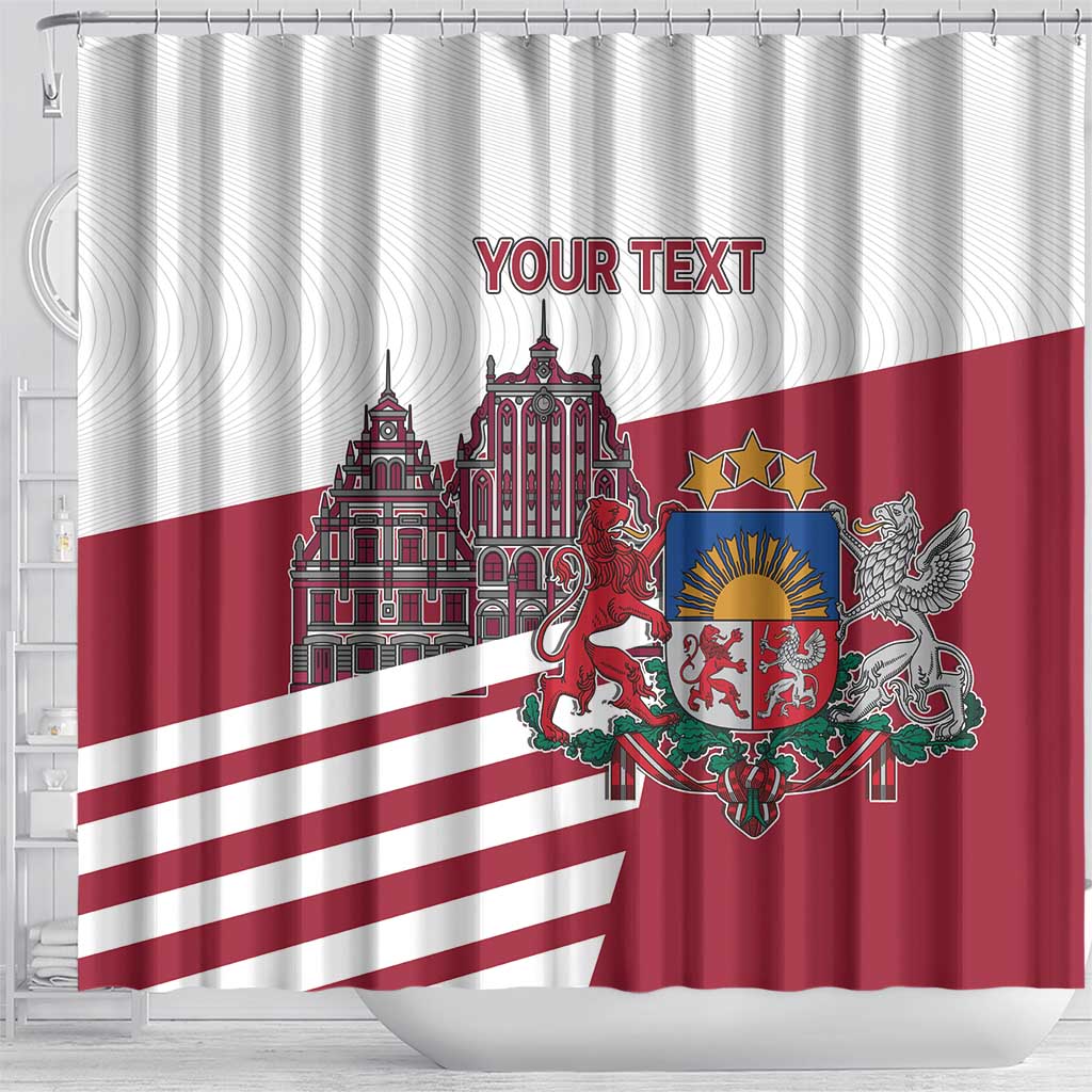 Personalized Riga Town Hall Square Latvia Shower Curtain Coat of Arms