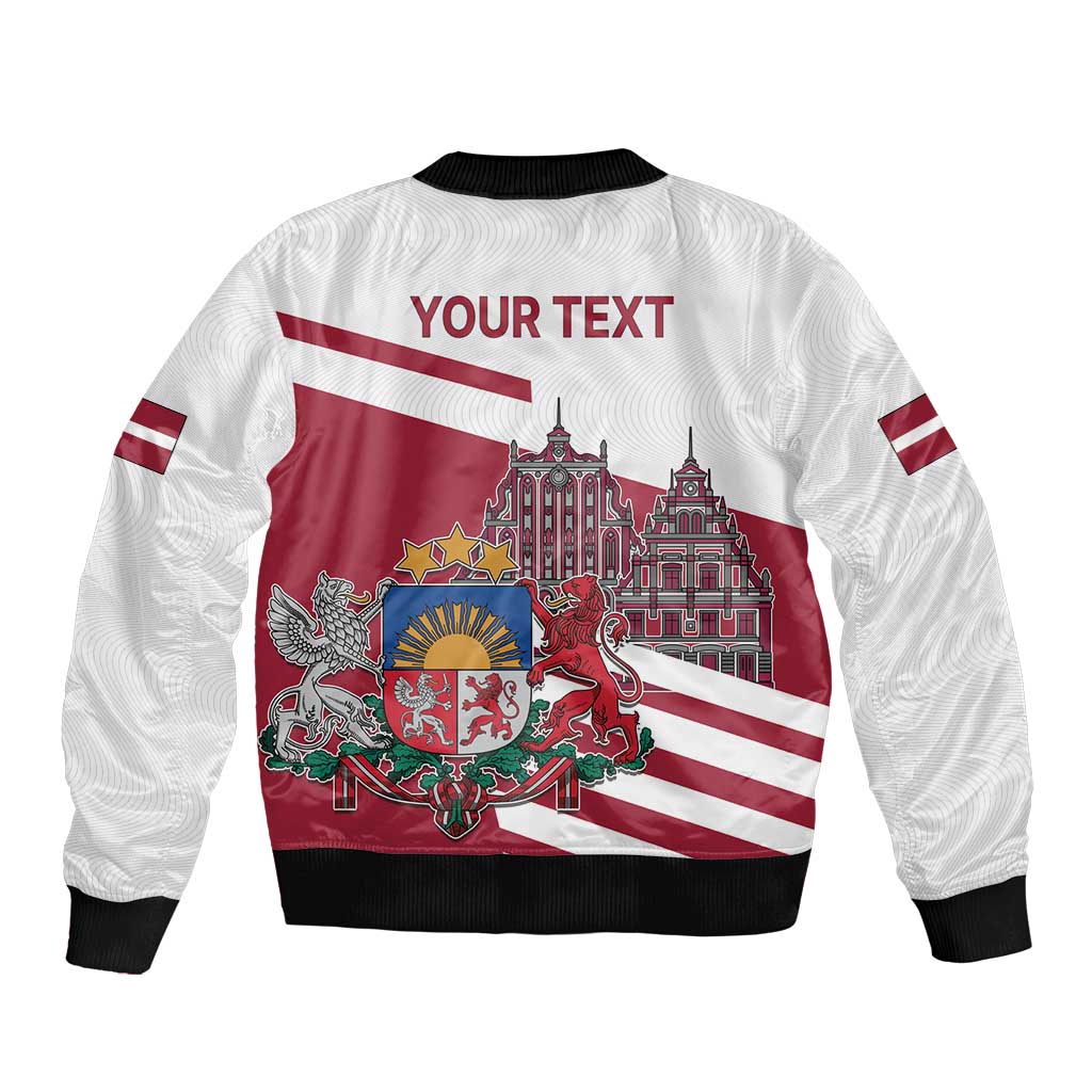 Personalized Riga Town Hall Square Latvia Sleeve Zip Bomber Jacket Coat of Arms