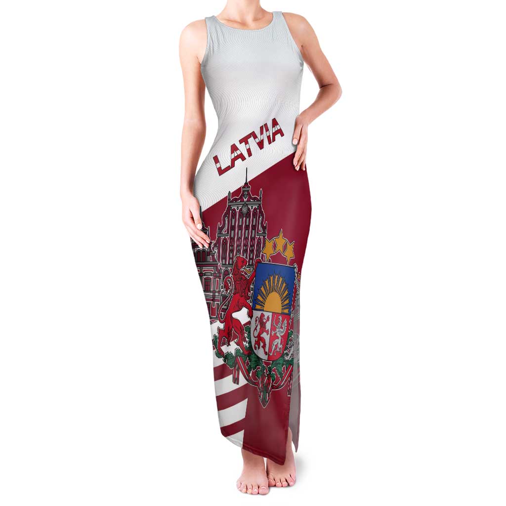 Personalized Riga Town Hall Square Latvia Tank Maxi Dress Coat of Arms