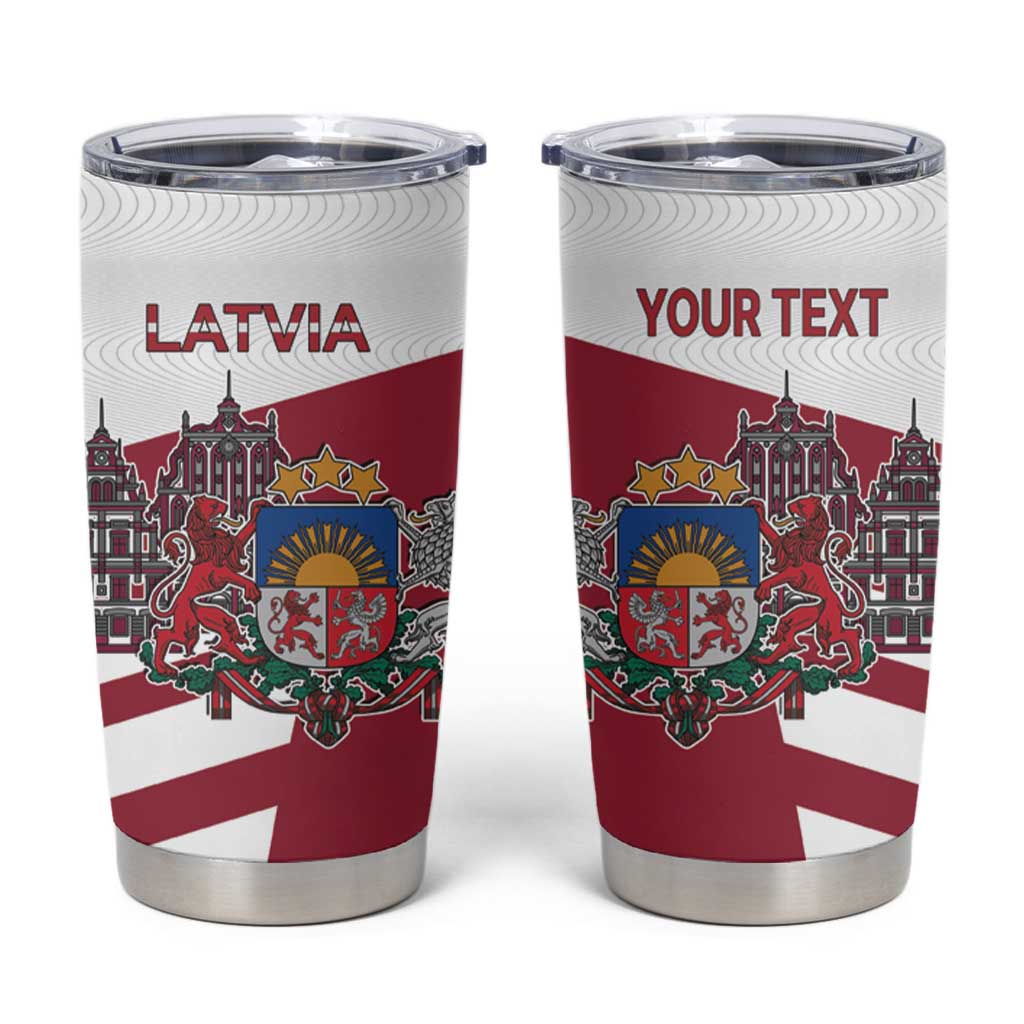 Personalized Riga Town Hall Square Latvia Tumbler Cup Coat of Arms