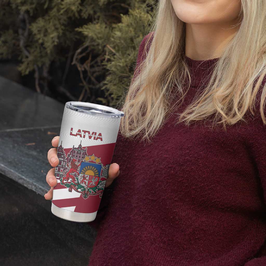 Personalized Riga Town Hall Square Latvia Tumbler Cup Coat of Arms