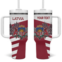 Personalized Riga Town Hall Square Latvia Tumbler With Handle Coat of Arms