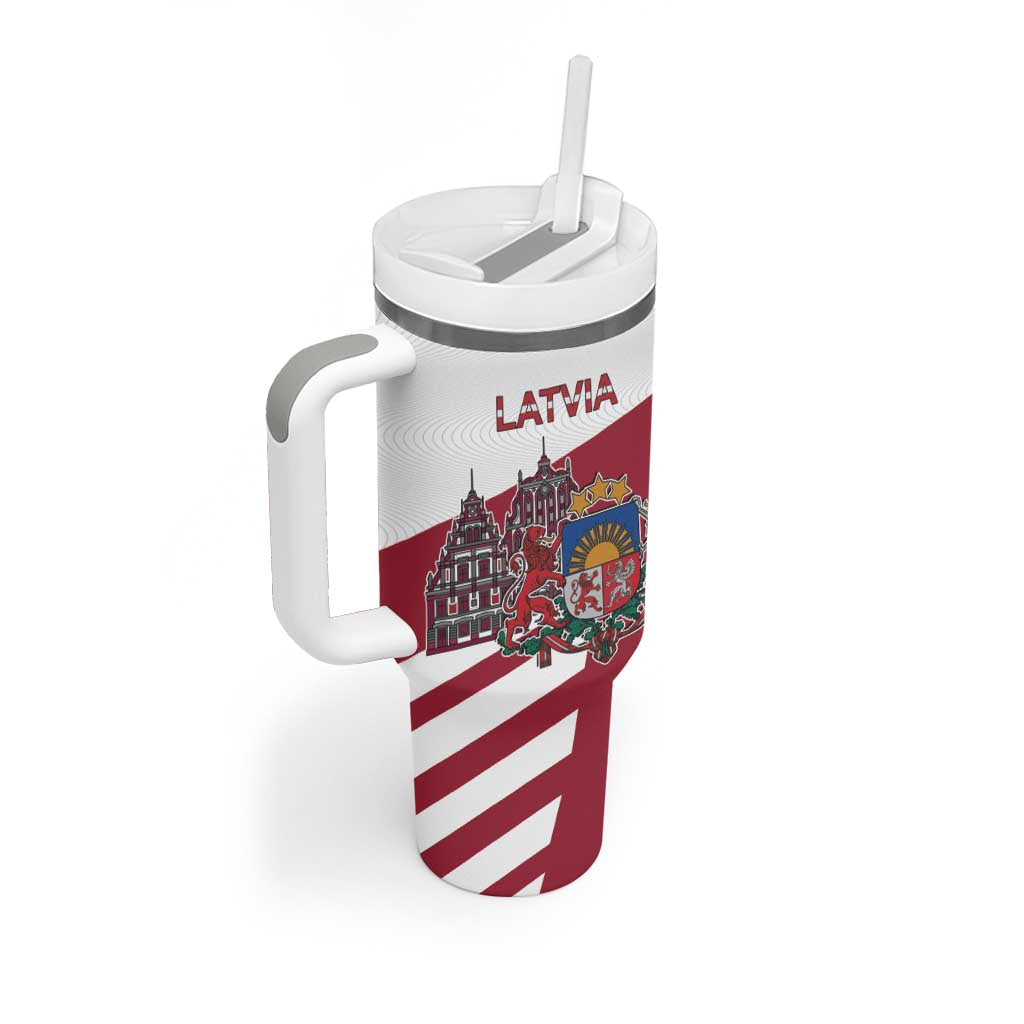 Personalized Riga Town Hall Square Latvia Tumbler With Handle Coat of Arms