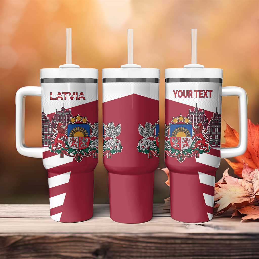 Personalized Riga Town Hall Square Latvia Tumbler With Handle Coat of Arms