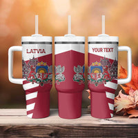 Personalized Riga Town Hall Square Latvia Tumbler With Handle Coat of Arms