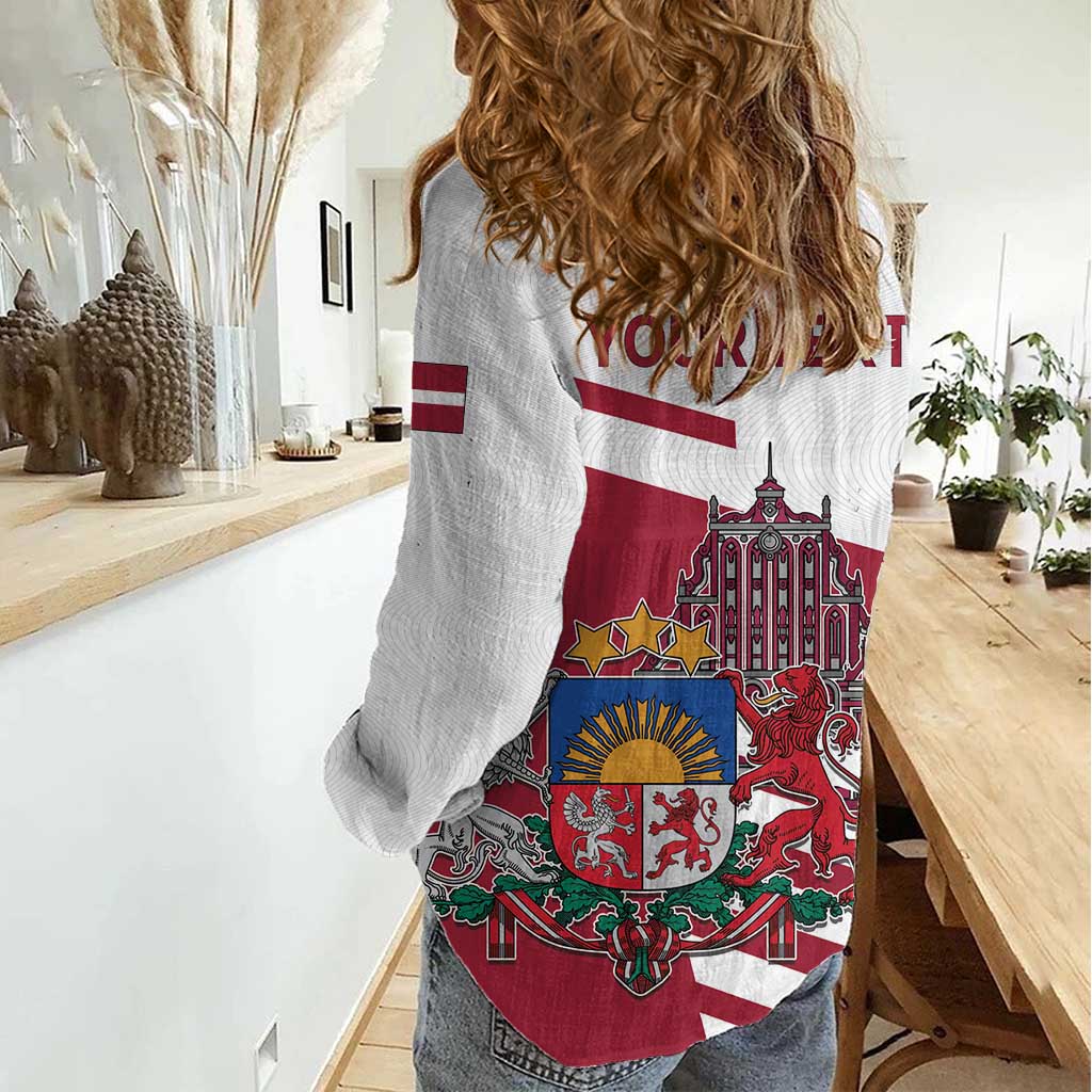 Personalized Riga Town Hall Square Latvia Women Casual Shirt Coat of Arms