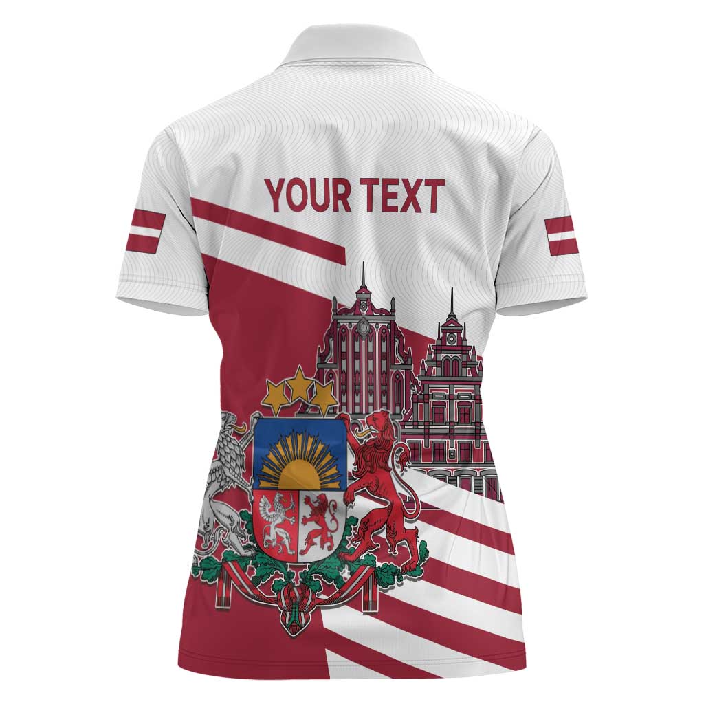 Personalized Riga Town Hall Square Latvia Women Polo Shirt Coat of Arms