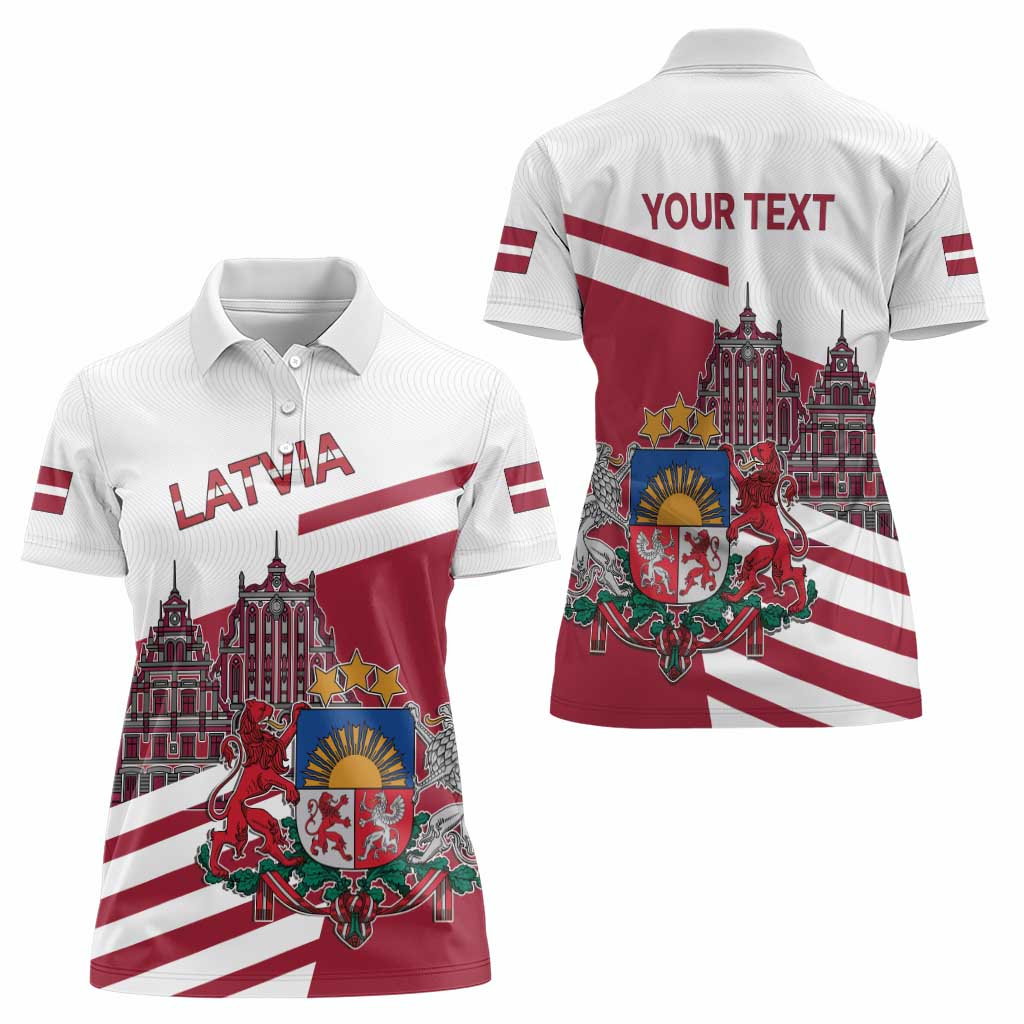 Personalized Riga Town Hall Square Latvia Women Polo Shirt Coat of Arms