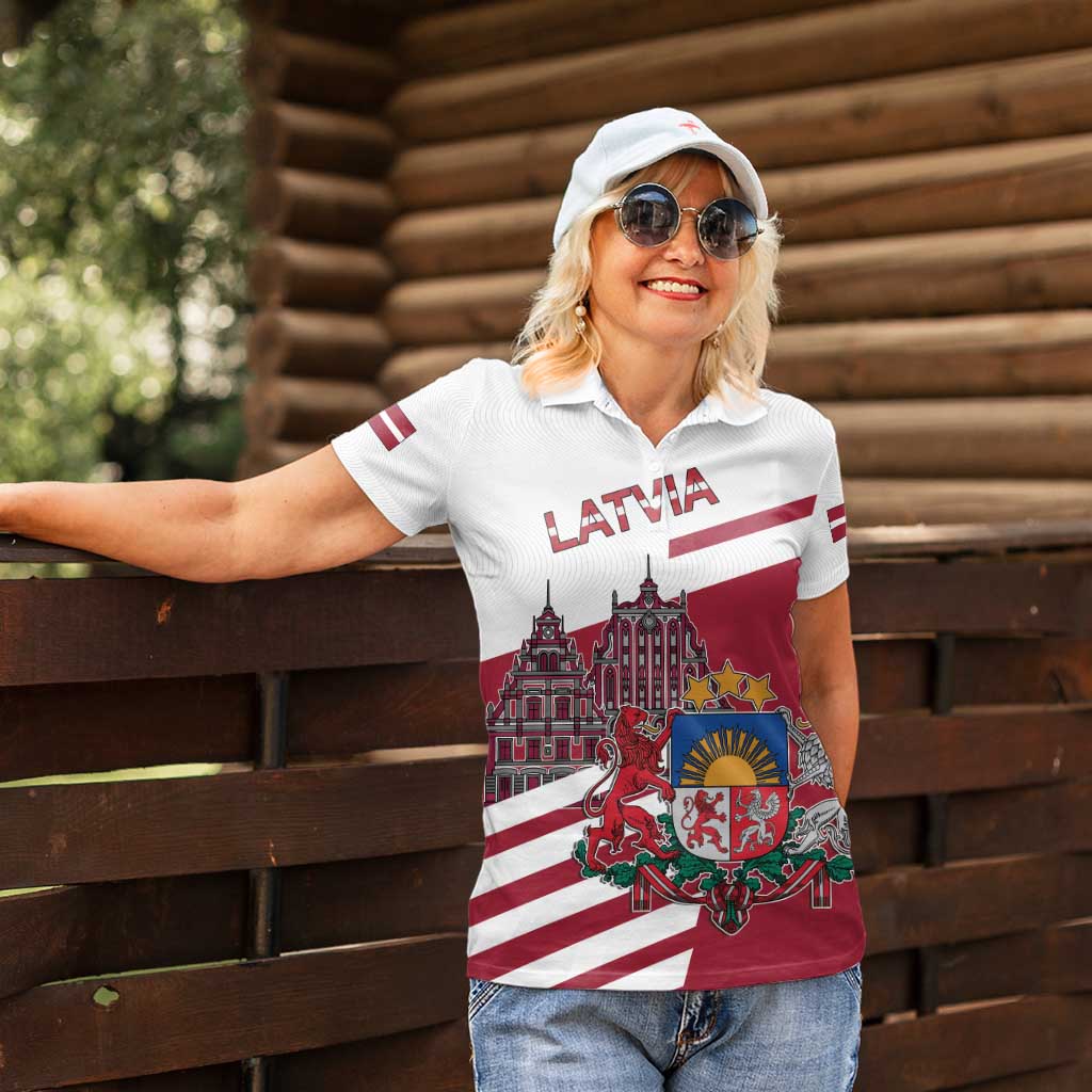 Personalized Riga Town Hall Square Latvia Women Polo Shirt Coat of Arms