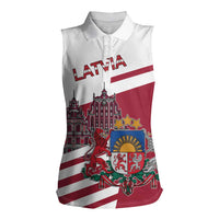 Personalized Riga Town Hall Square Latvia Women Sleeveless Polo Shirt Coat of Arms