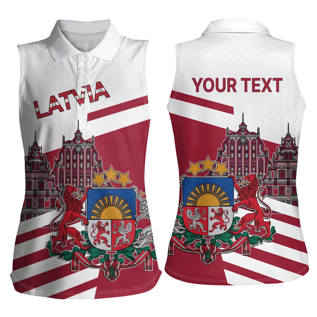 Personalized Riga Town Hall Square Latvia Women Sleeveless Polo Shirt Coat of Arms