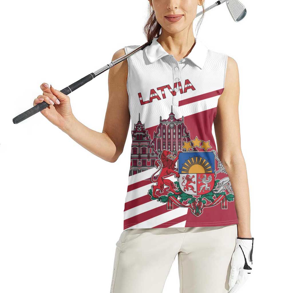 Personalized Riga Town Hall Square Latvia Women Sleeveless Polo Shirt Coat of Arms