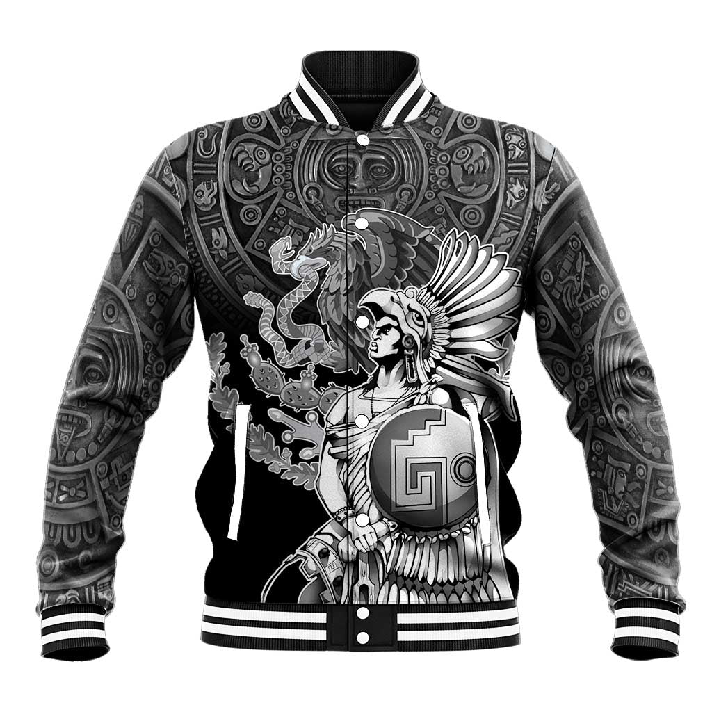 Mexico Aztec Warrior Baseball Jacket Huitzilopochtli With Aztec Calendar