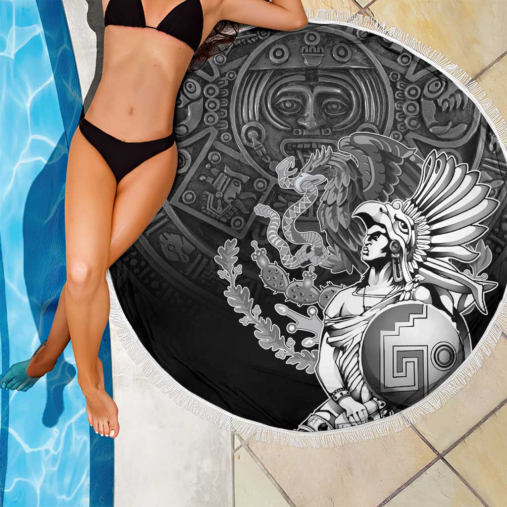 Mexico Aztec Warrior Beach Blanket Huitzilopochtli With Aztec Calendar