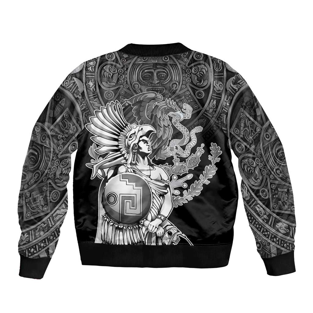 Mexico Aztec Warrior Bomber Jacket Huitzilopochtli With Aztec Calendar