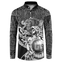 Mexico Aztec Warrior Button Sweatshirt Huitzilopochtli With Aztec Calendar