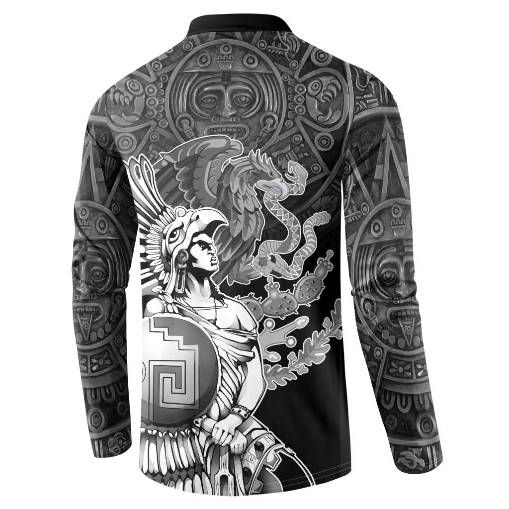 Mexico Aztec Warrior Button Sweatshirt Huitzilopochtli With Aztec Calendar
