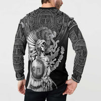Mexico Aztec Warrior Button Sweatshirt Huitzilopochtli With Aztec Calendar