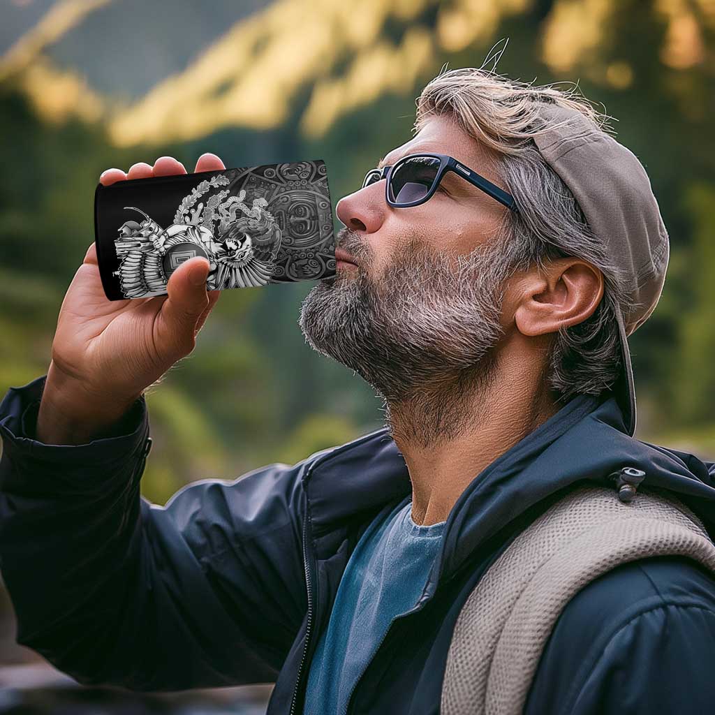 Mexico Aztec Warrior 4 in 1 Can Cooler Tumbler Huitzilopochtli With Aztec Calendar