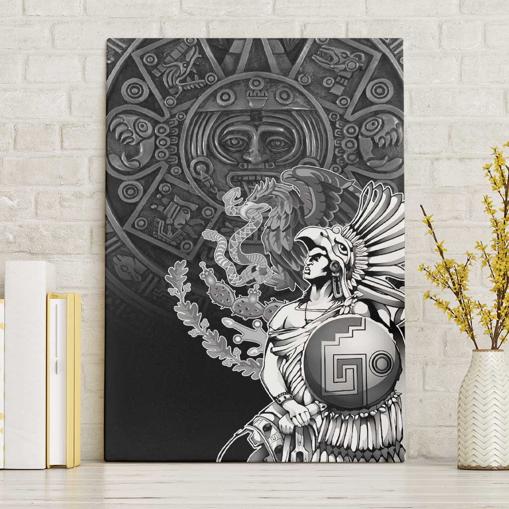 Mexico Aztec Warrior Canvas Wall Art Huitzilopochtli With Aztec Calendar