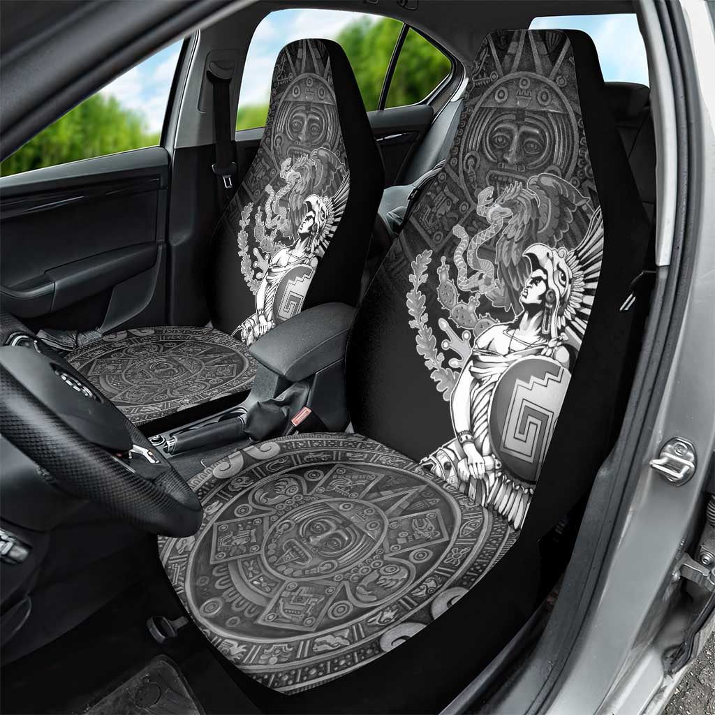 Mexico Aztec Warrior Car Seat Cover Huitzilopochtli With Aztec Calendar