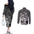 Mexico Aztec Warrior Couples Matching Off The Shoulder Long Sleeve Dress and Long Sleeve Button Shirt Huitzilopochtli With Aztec Calendar