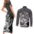 Mexico Aztec Warrior Couples Matching Short Sleeve Bodycon Dress and Long Sleeve Button Shirt Huitzilopochtli With Aztec Calendar