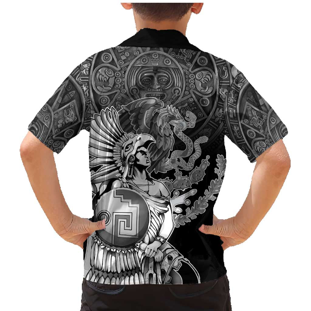 Mexico Aztec Warrior Family Matching Mermaid Dress and Hawaiian Shirt Huitzilopochtli With Aztec Calendar