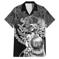 Mexico Aztec Warrior Hawaiian Shirt Huitzilopochtli With Aztec Calendar