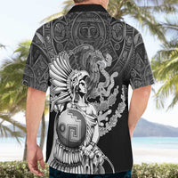 Mexico Aztec Warrior Hawaiian Shirt Huitzilopochtli With Aztec Calendar