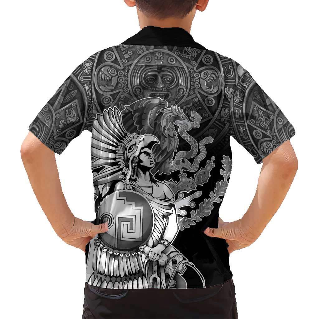 Mexico Aztec Warrior Hawaiian Shirt Huitzilopochtli With Aztec Calendar