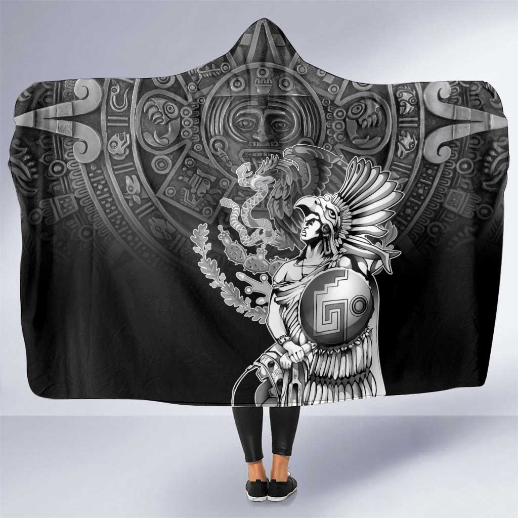 Mexico Aztec Warrior Hooded Blanket Huitzilopochtli With Aztec Calendar