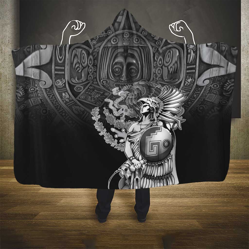 Mexico Aztec Warrior Hooded Blanket Huitzilopochtli With Aztec Calendar