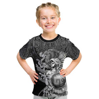 Mexico Aztec Warrior Kid T Shirt Huitzilopochtli With Aztec Calendar