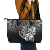 Mexico Aztec Warrior Leather Tote Bag Huitzilopochtli With Aztec Calendar