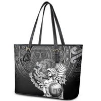 Mexico Aztec Warrior Leather Tote Bag Huitzilopochtli With Aztec Calendar