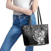 Mexico Aztec Warrior Leather Tote Bag Huitzilopochtli With Aztec Calendar