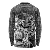 Mexico Aztec Warrior Long Sleeve Shirt Huitzilopochtli With Aztec Calendar