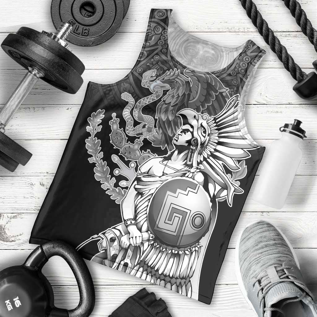 Mexico Aztec Warrior Men Tank Top Huitzilopochtli With Aztec Calendar