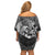 Mexico Aztec Warrior Off Shoulder Short Dress Huitzilopochtli With Aztec Calendar
