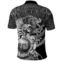 Mexico Aztec Warrior Polo Shirt Huitzilopochtli With Aztec Calendar