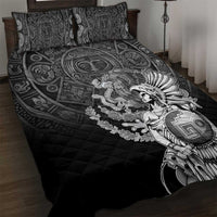 Mexico Aztec Warrior Quilt Bed Set Huitzilopochtli With Aztec Calendar